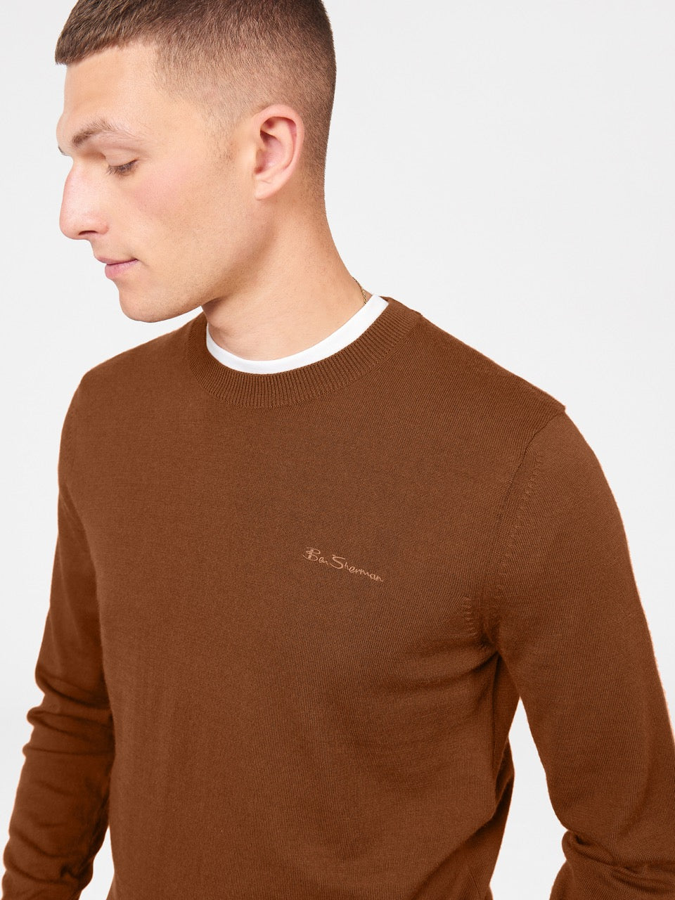 Knitwear Ben Sherman Signature Merino Crewneck Marron | UUL-99595851